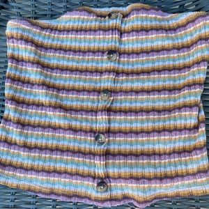 American Eagle Strapless Crop Top Striped Tube Top Button Down Style